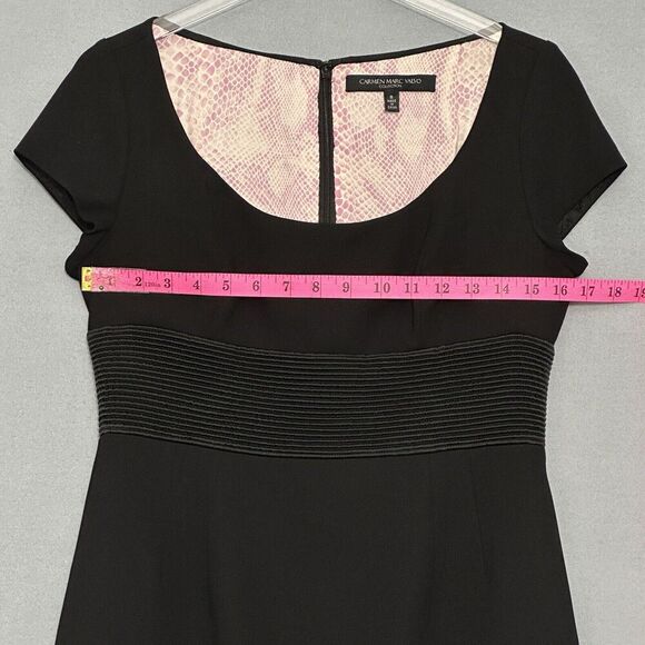 Carmen Marc Valvo Womens Dress 8 Black High Waist Sheath LBD Event Occasion - Picture 6 of 14